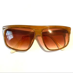 Vintage 1980’s Angular Shimmery Brown Oversized Sunglasses, Deadstock